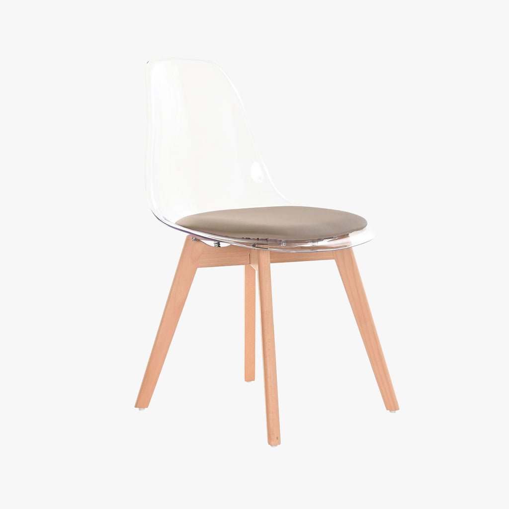 Cadeira Transparente Bege 54X47X83 EAMES - Gato Preto