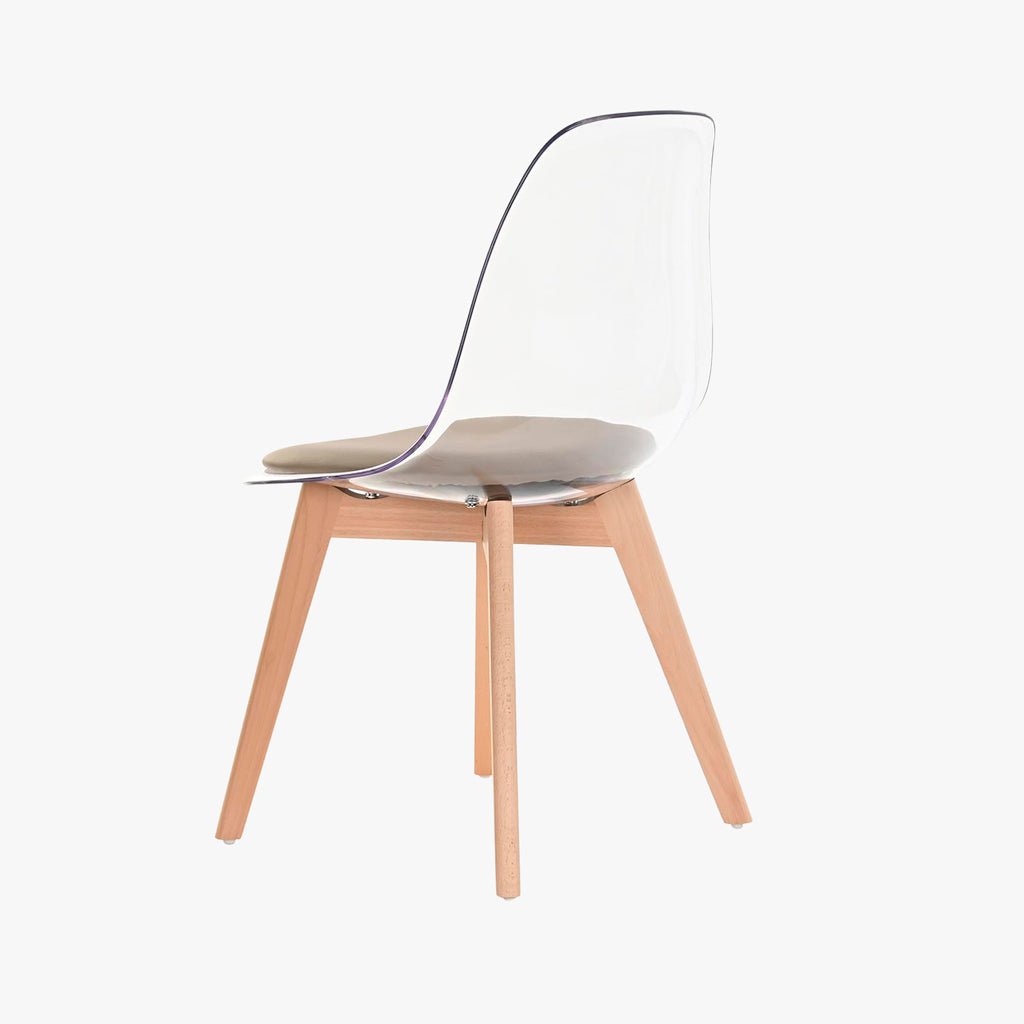 Cadeira Transparente Bege 54X47X83 EAMES - Gato Preto
