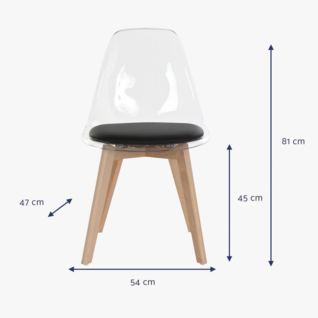 Cadeira Transparente Branca & Preto 54X47X83 EAMES - Gato Preto
