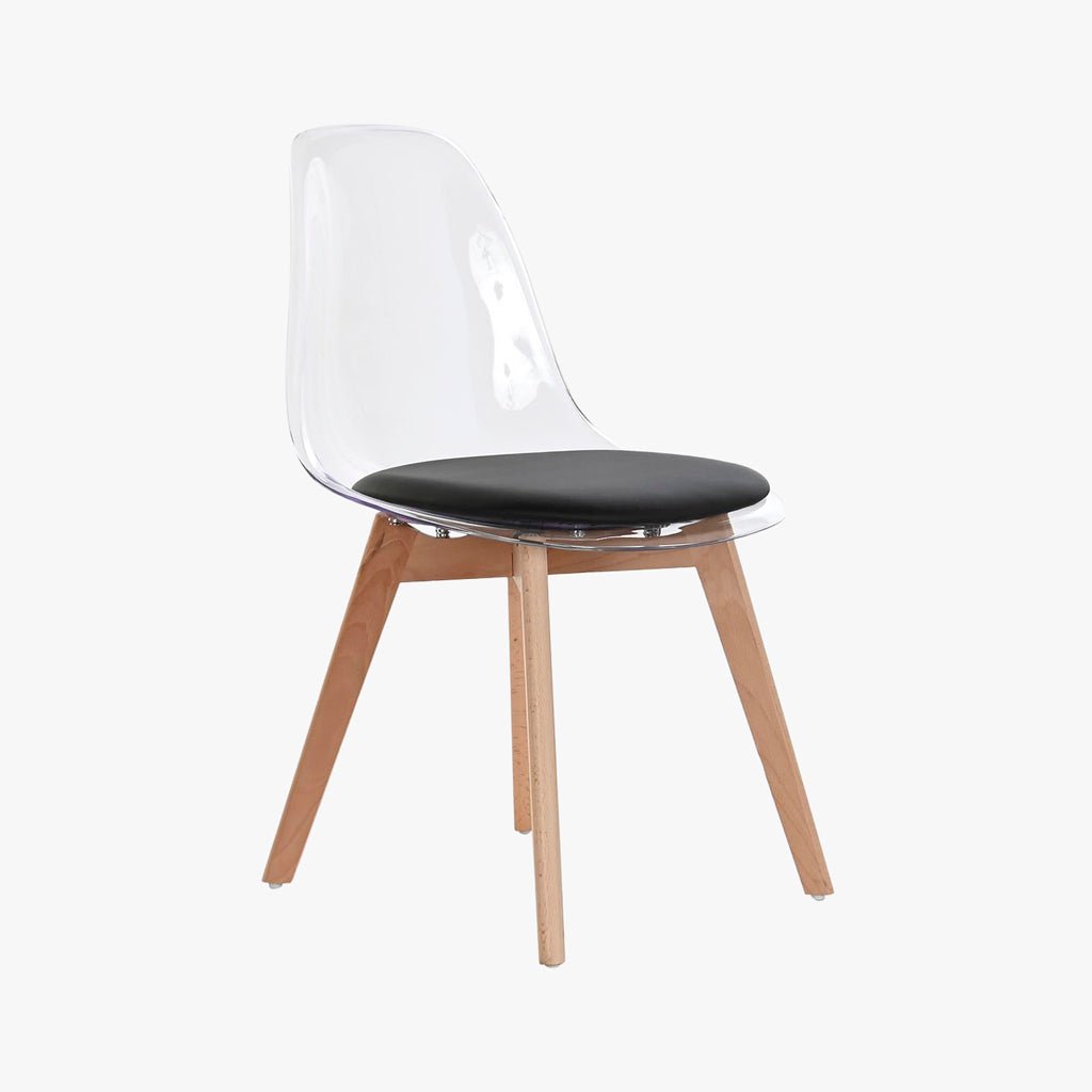 Cadeira Transparente Branca & Preto 54X47X83 EAMES - Gato Preto