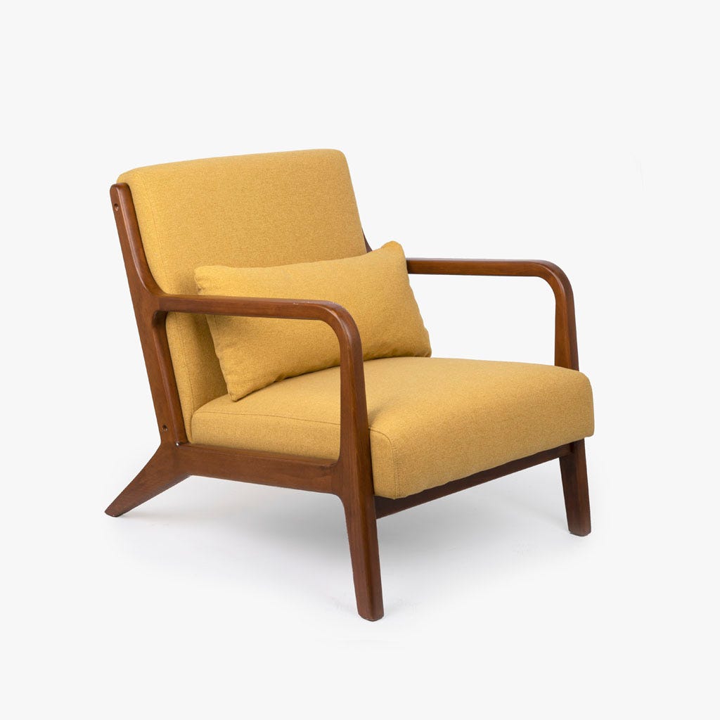 Cadeirão Amarelo com Almofada Amarela e Com Braços BARBER - Gato Preto