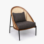 Cadeirão com Almofada Cinza com Costas em Rattan OZAWA - Gato Preto