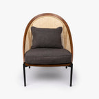 Cadeirão com Almofada Cinza com Costas em Rattan OZAWA - Gato Preto