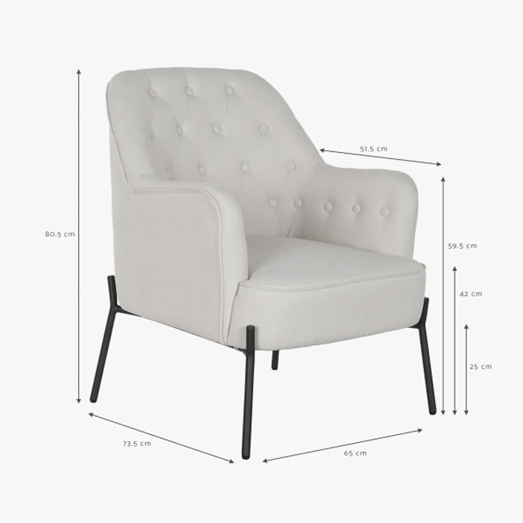 Cadeirão Cosmopolite Capitóné | Bege | 65x73x79,5 cm - Gato Preto