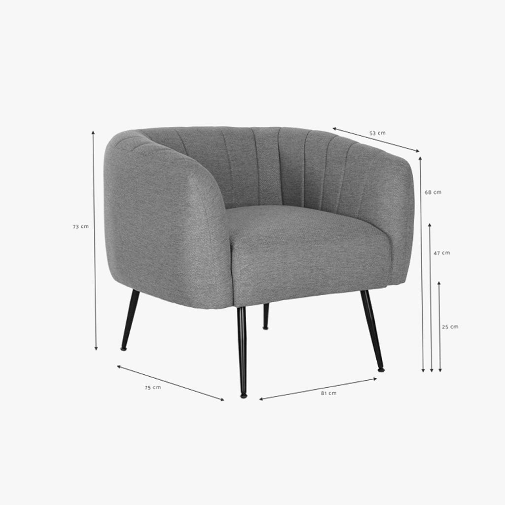 Cadeirão Cosmopolite com Braços | Cinza | 81x75x73 cm - Gato Preto