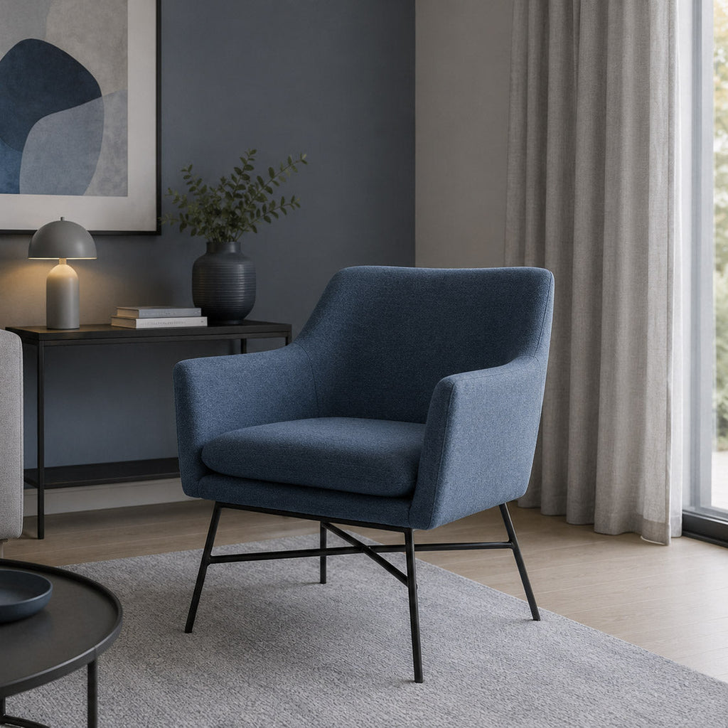 Cadeirão Cosmopolite Pé em Metal | Azul | 66x62x75 cm - Gato Preto