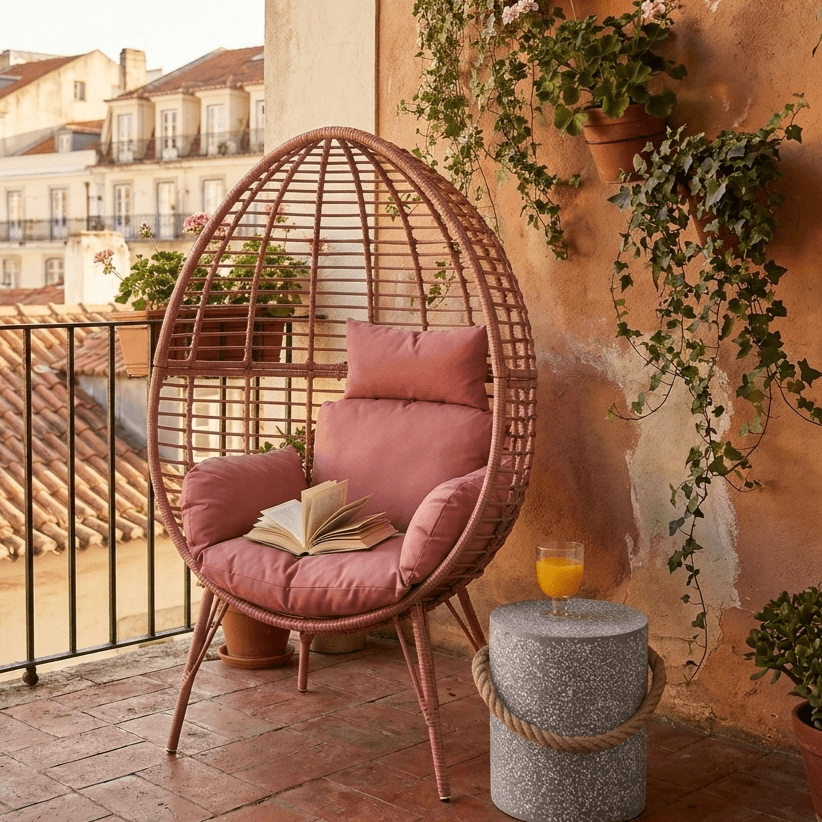 Cadeirão de Exterior em Rattan Rosa BLUSH - Gato Preto