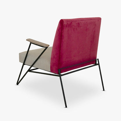 Cadeirão de Linho e Algodão com Costas em Vermelho ELGAR - Gato Preto