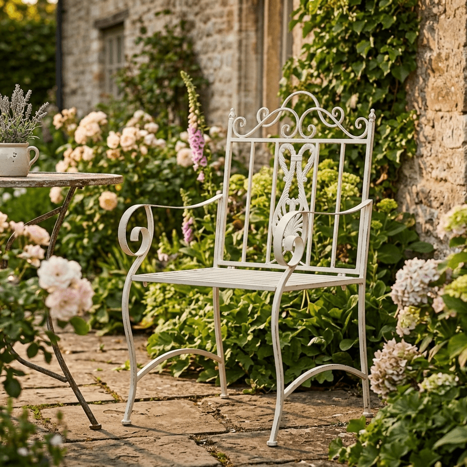 Cadeirão de Metal de Exterior 63,5x52x98 cm | Romantic Garden - Gato Preto