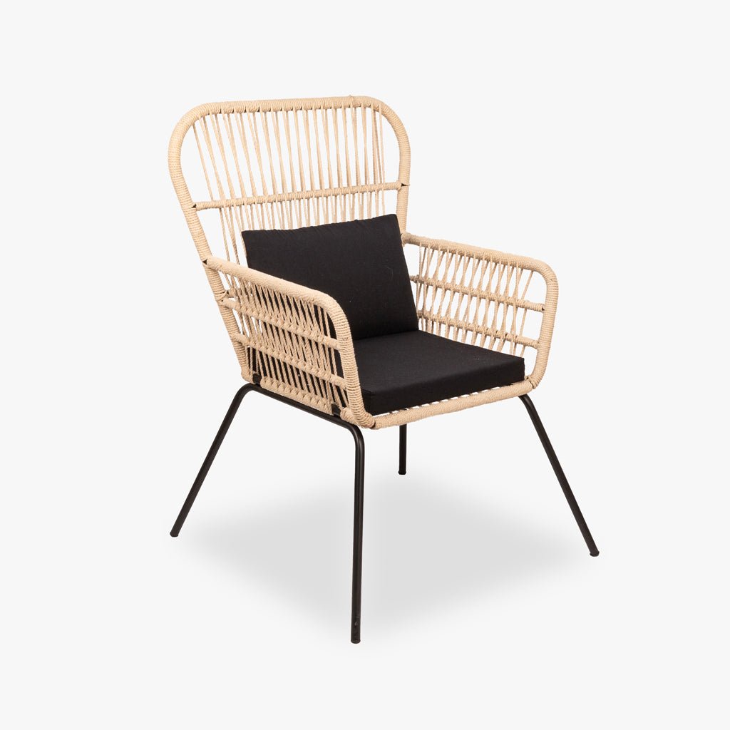 Cadeirão de Metal e Corda Natural AKUMAL - Gato Preto