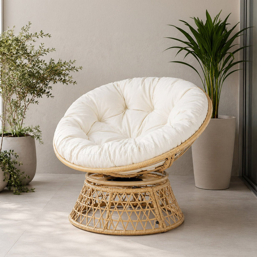 Cadeirão Rotativo em Rattan Natural BALI - Gato Preto