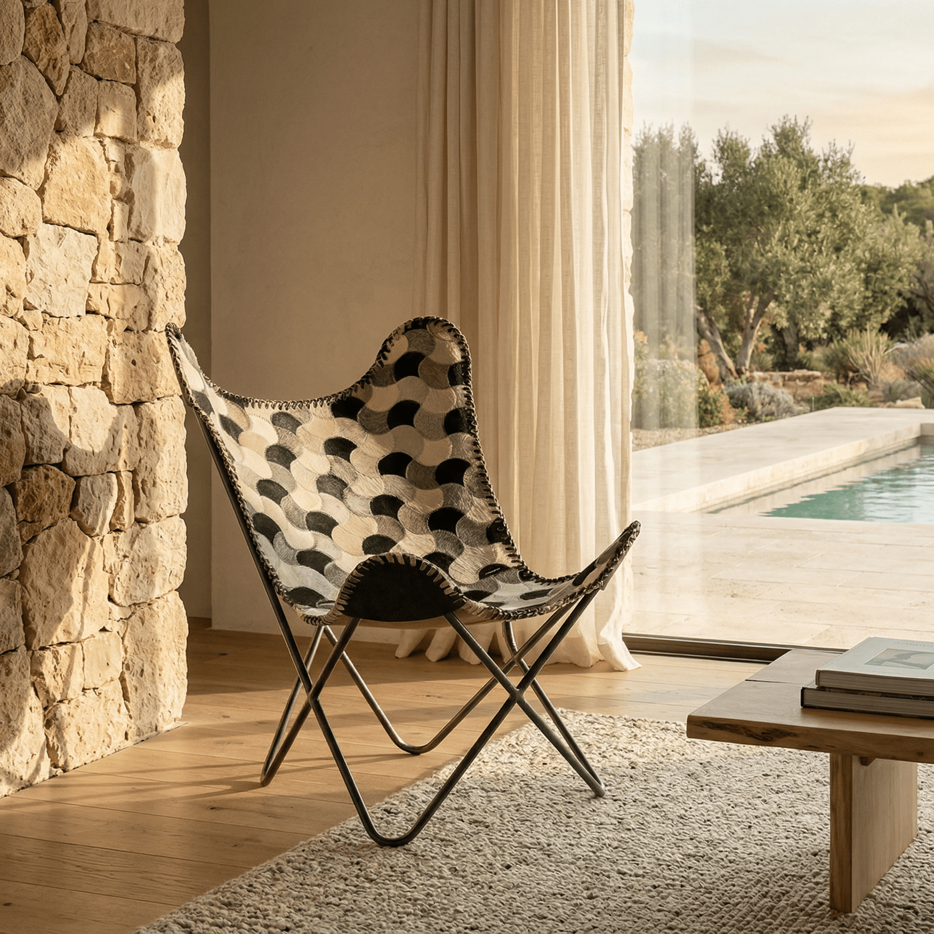 CadeiraPeleLosangosPr70x70x90 Verve - Gato Preto