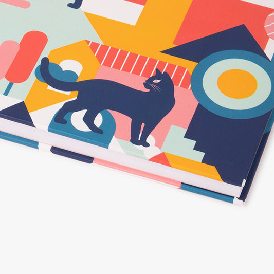 Caderno Capa Dura Pautado Gatos A5 CAT IN THE CITY - Gato Preto