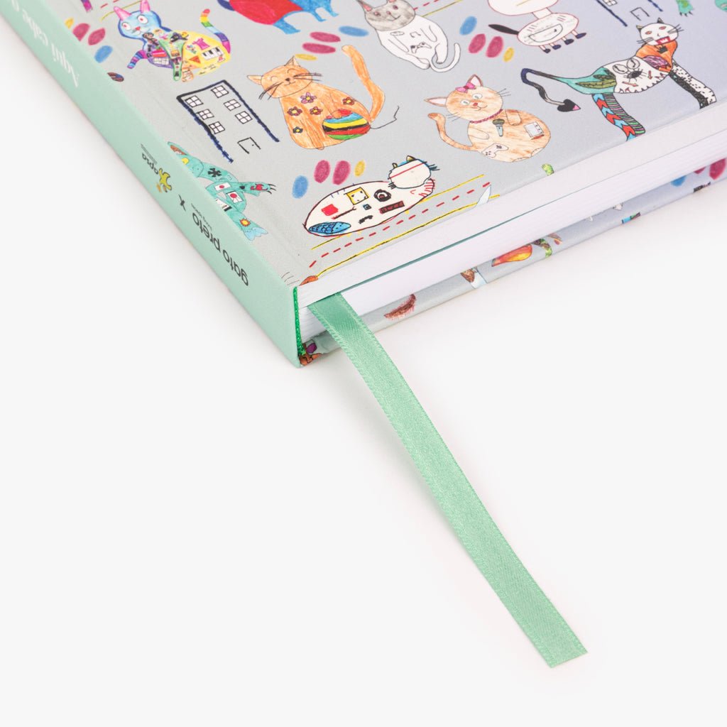 Caderno Journal com Gato Capa Dura A5 AQUI CABE O MUNDO - Gato Preto