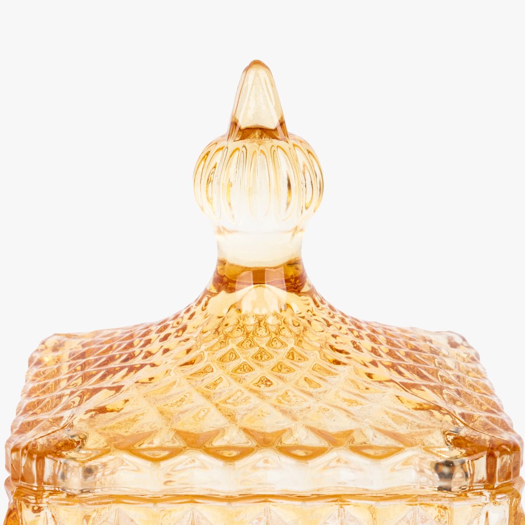 Caixa de Vidro Amarela Quadrada SUNRISE - Gato Preto