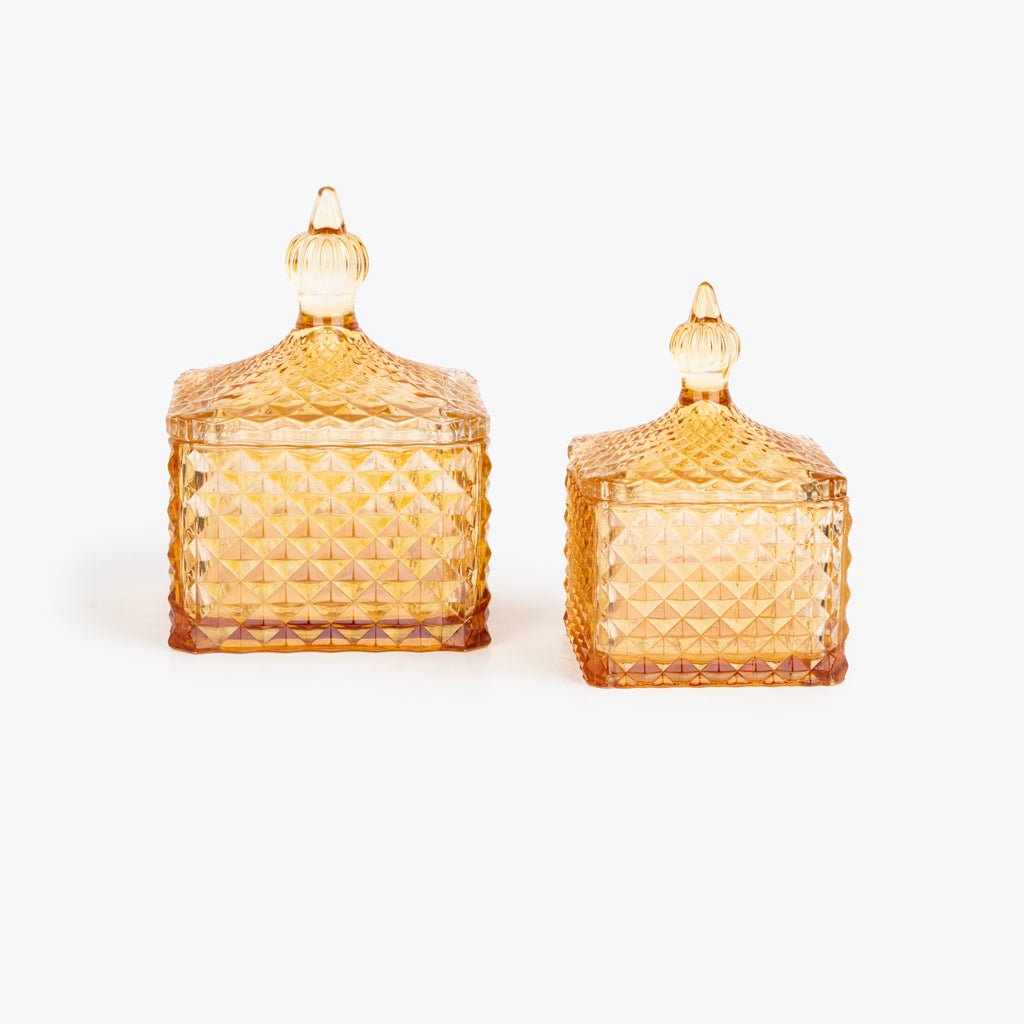 Caixa de Vidro Amarela Quadrada SUNRISE - Gato Preto