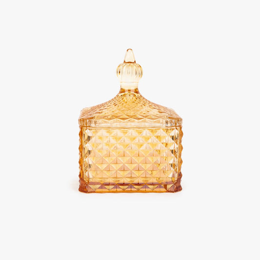 Caixa de Vidro Amarela Quadrada SUNRISE - Gato Preto