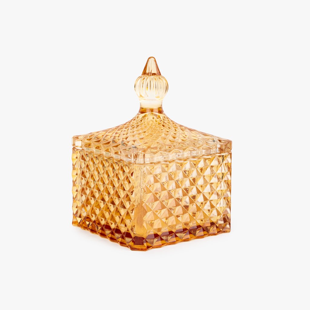 Caixa de Vidro Amarela Quadrada SUNRISE - Gato Preto