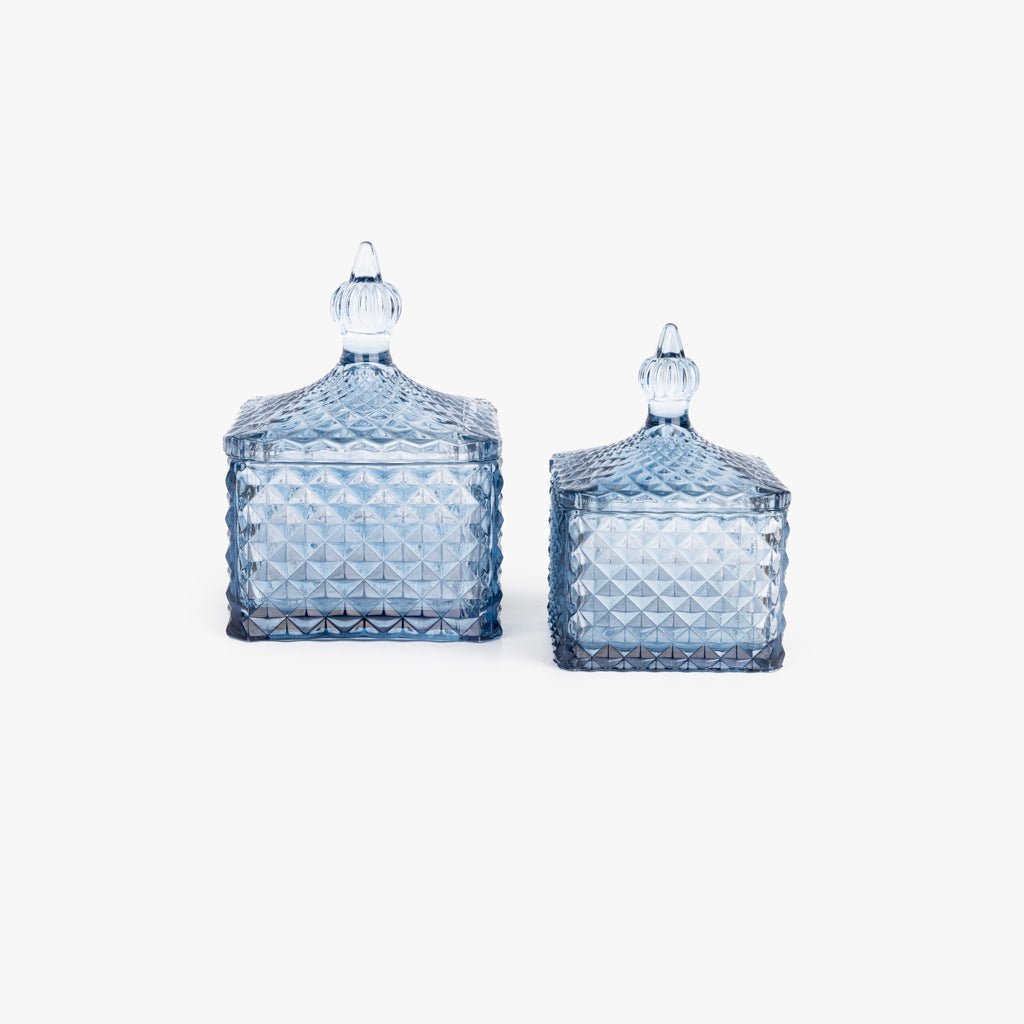 Caixa de Vidro Azul Quadrada SUNRISE - Gato Preto