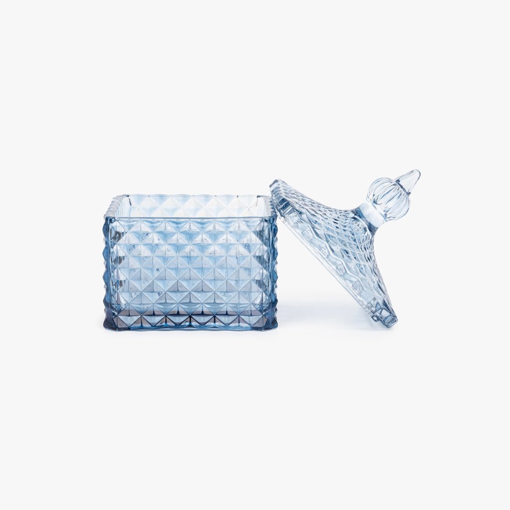 Caixa de Vidro Azul Quadrada SUNRISE - Gato Preto