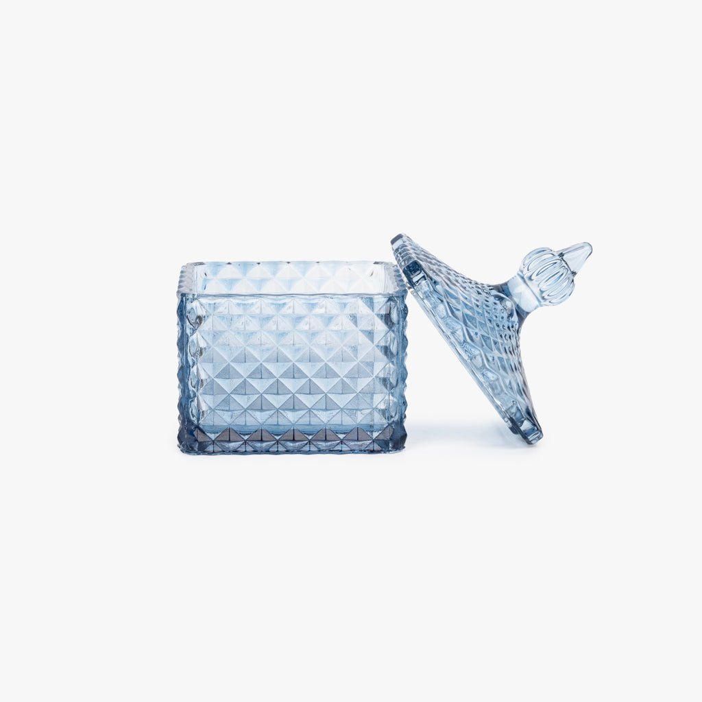 Caixa de Vidro Azul Quadrada SUNRISE - Gato Preto