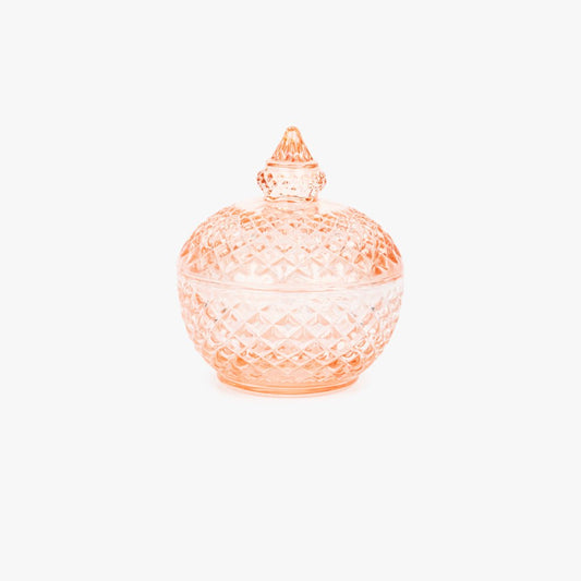 Caixa de Vidro Rosa Claro Redonda SUNRISE - Gato Preto