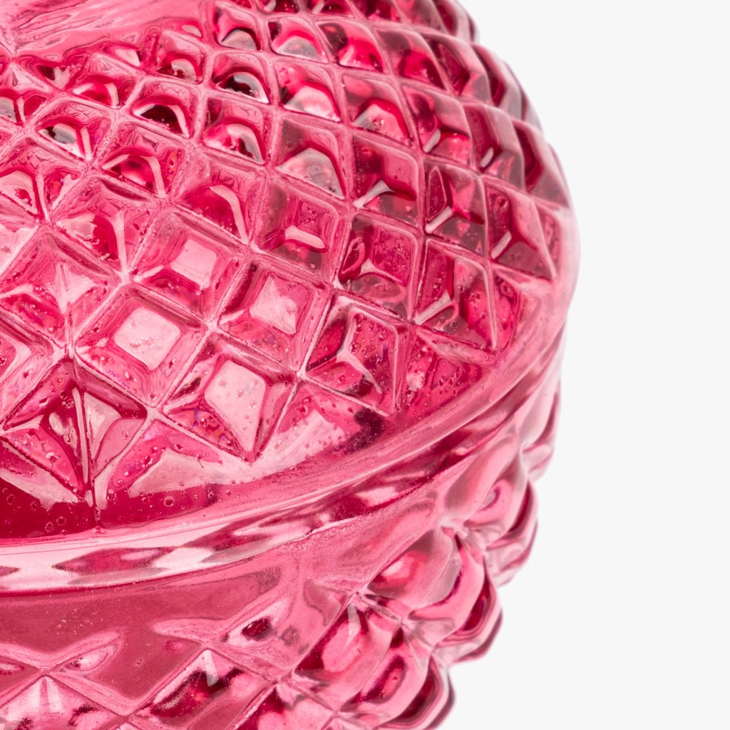 Caixa de Vidro Rosa Escuro Redonda SUNRISE - Gato Preto