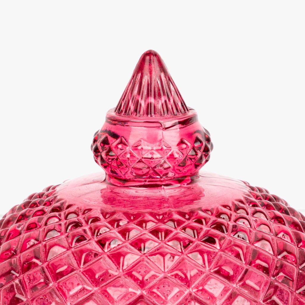 Caixa de Vidro Rosa Escuro Redonda SUNRISE - Gato Preto