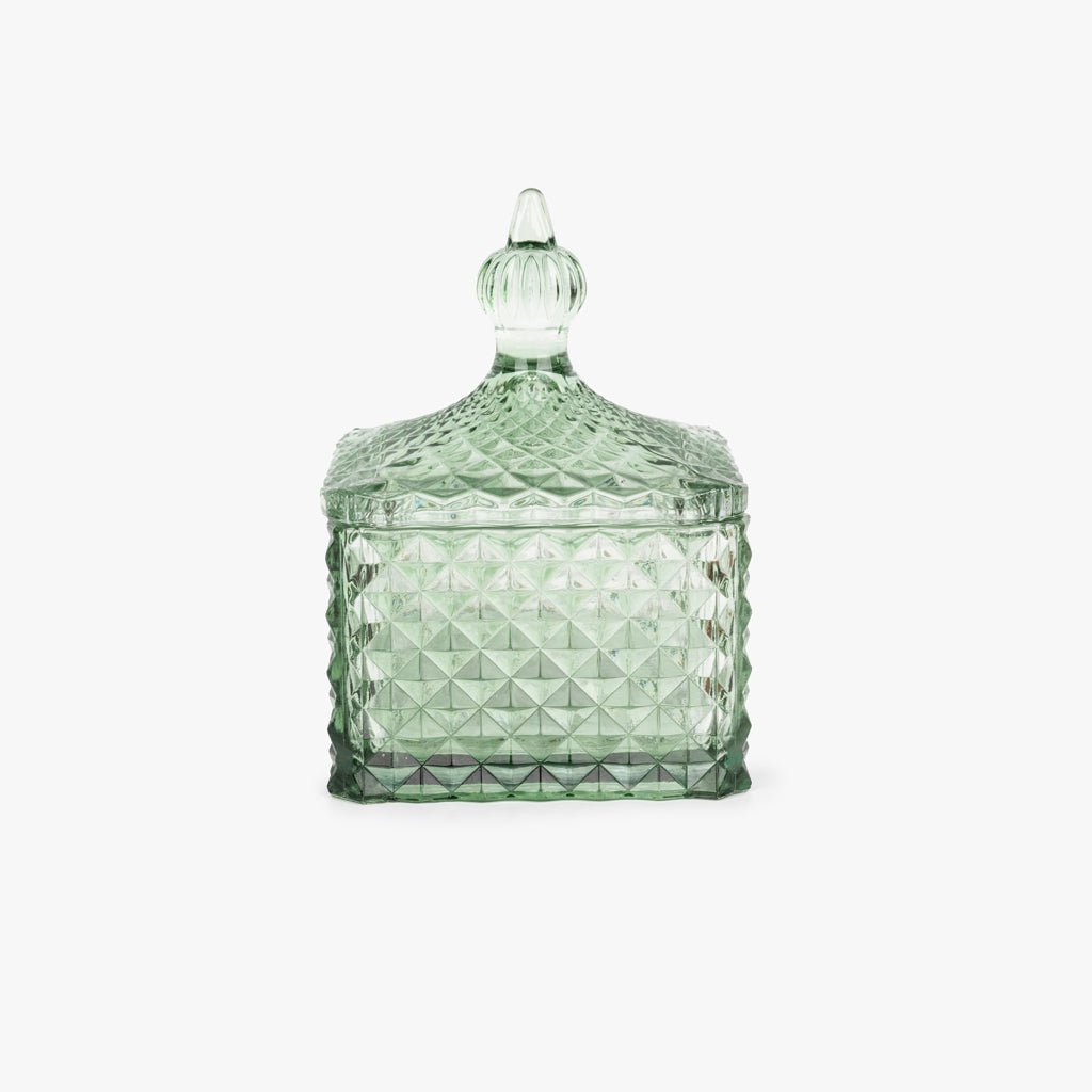 Caixa de Vidro Verde Quadrada Grande SUNRISE - Gato Preto