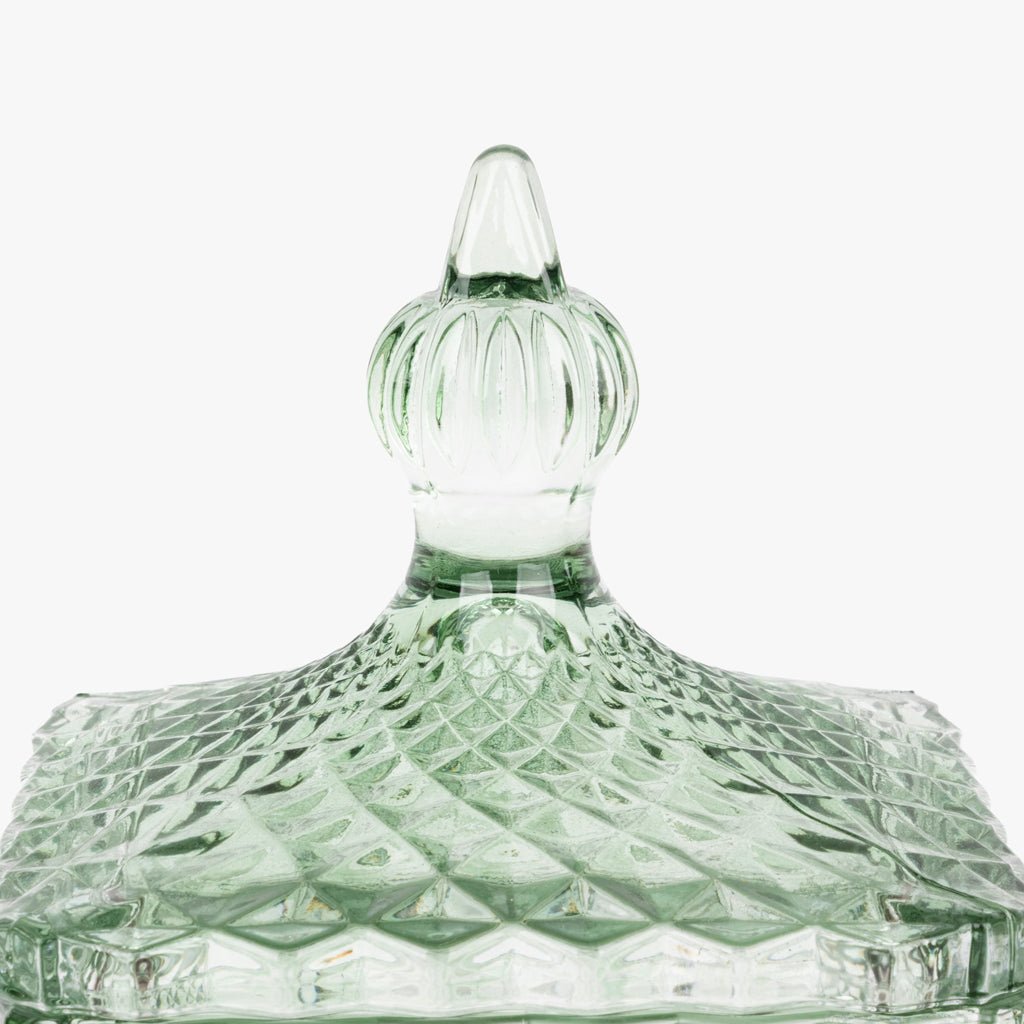 Caixa de Vidro Verde Quadrada Grande SUNRISE - Gato Preto