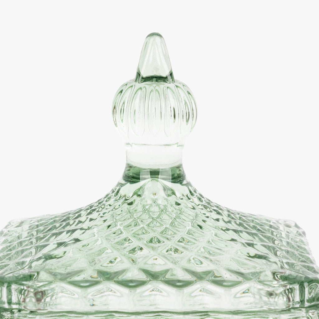 Caixa de Vidro Verde Quadrada SUNRISE - Gato Preto