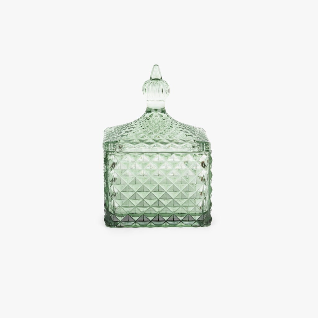 Caixa de Vidro Verde Quadrada SUNRISE - Gato Preto