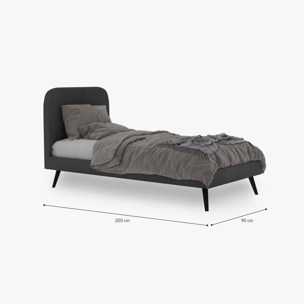 Cama cinza 90x200 cm GIFU - Gato Preto