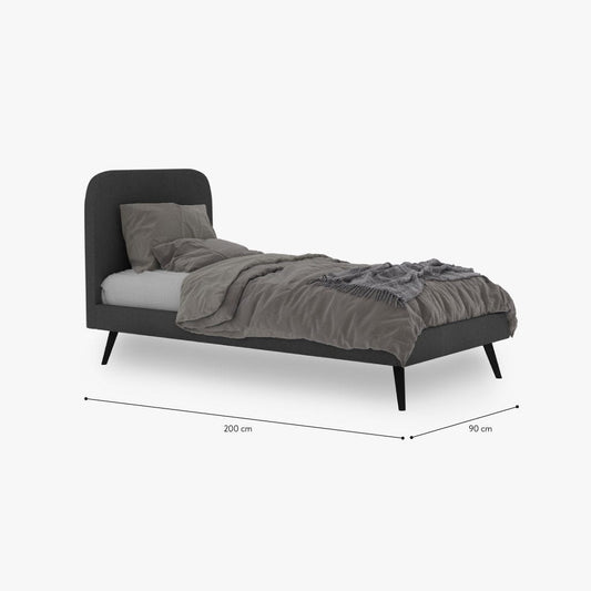 Cama cinza 90x200 cm GIFU - Gato Preto