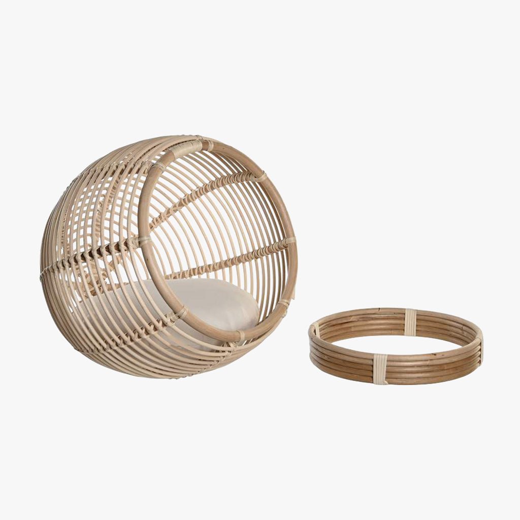 Cama de Animal Rattan Circular 55x50x55 PAWRENTS - Gato Preto