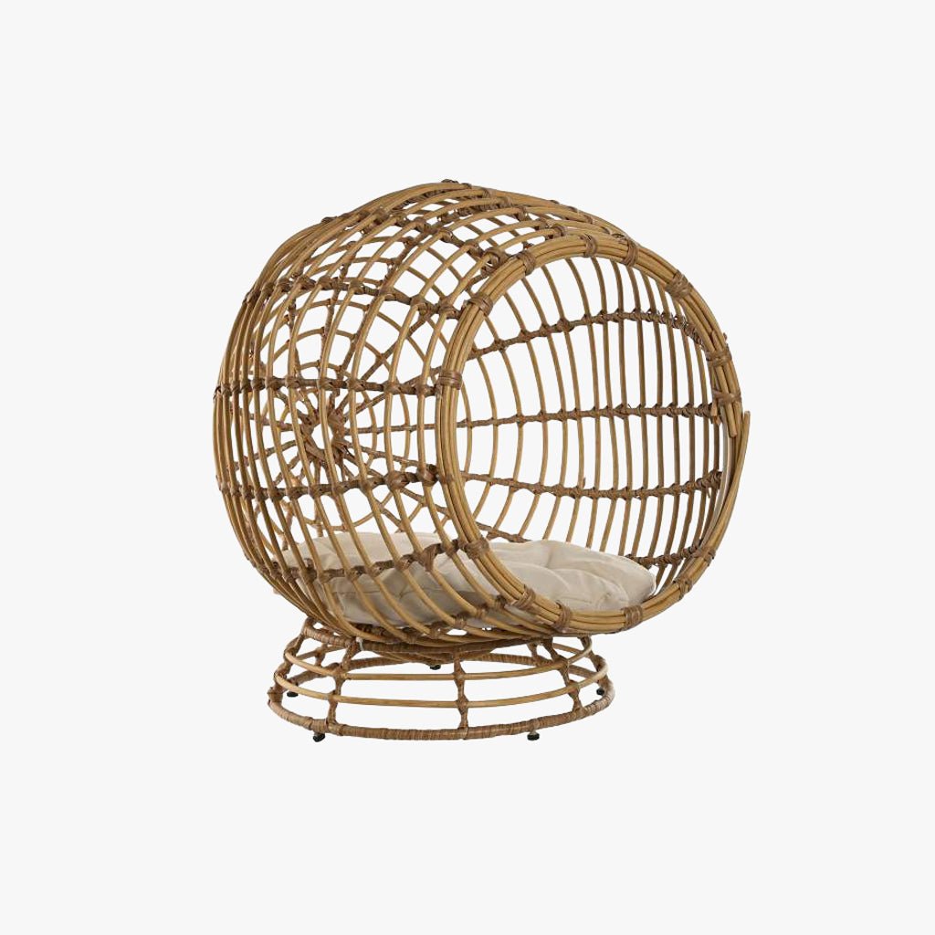 Cama de Animal Rattan Circular 60x58x58 PAWRENTS - Gato Preto
