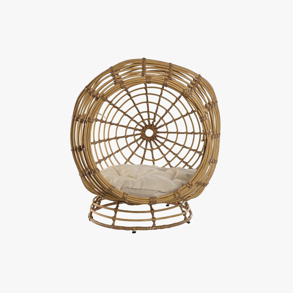 Cama de Animal Rattan Circular 60x58x58 PAWRENTS - Gato Preto