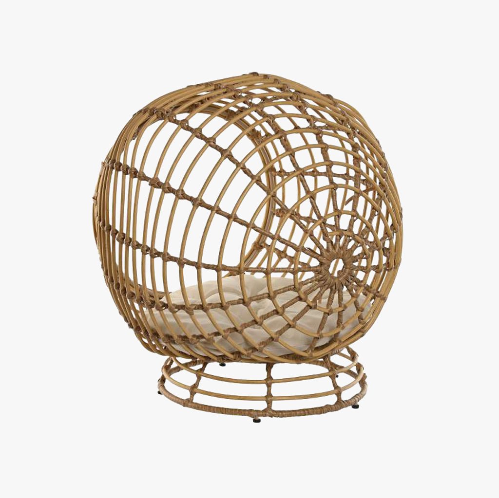 Cama de Animal Rattan Circular 60x58x58 PAWRENTS - Gato Preto