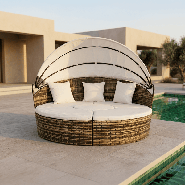 Cama de Exterior em Rattan SIESTA | Ø175×145 cm - Gato Preto