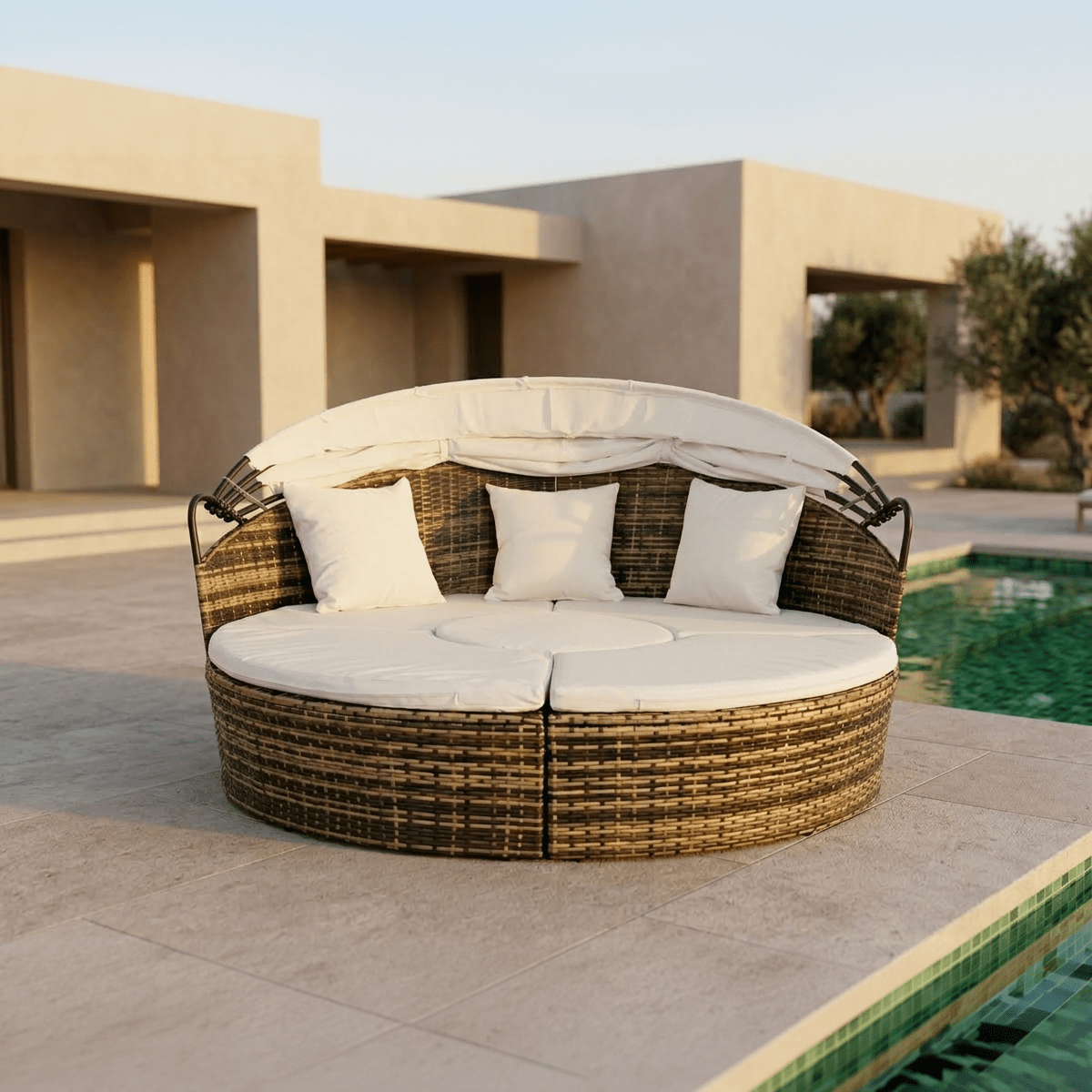 Cama de Exterior em Rattan SIESTA | Ø175×145 cm - Gato Preto