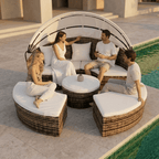 Cama de Exterior em Rattan SIESTA | Ø175×145 cm - Gato Preto