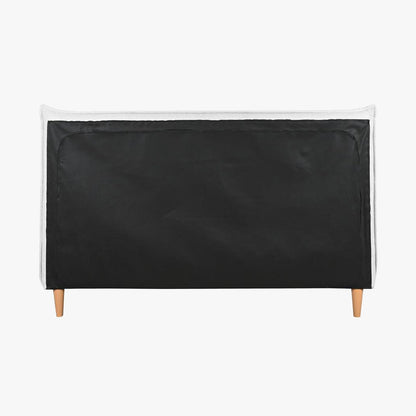 Cama Tecido com Cabeceira Reta e Pés de Madeira Cru SERENA - Gato Preto