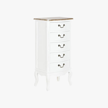 Camiseiro Branco de Madeira com Cinco Gavetas 48x35x100 VERSAILLES - Gato Preto