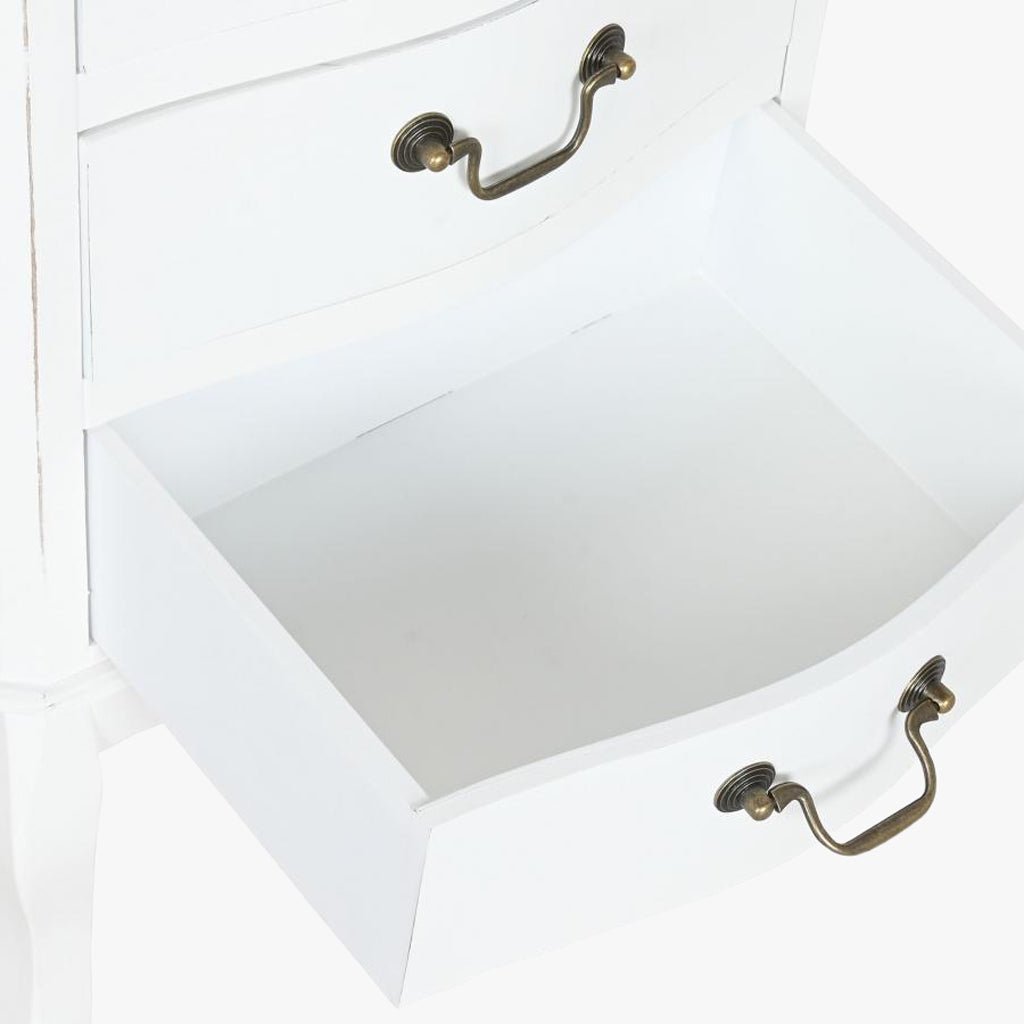 Camiseiro Branco de Madeira com Cinco Gavetas 48x35x100 VERSAILLES - Gato Preto