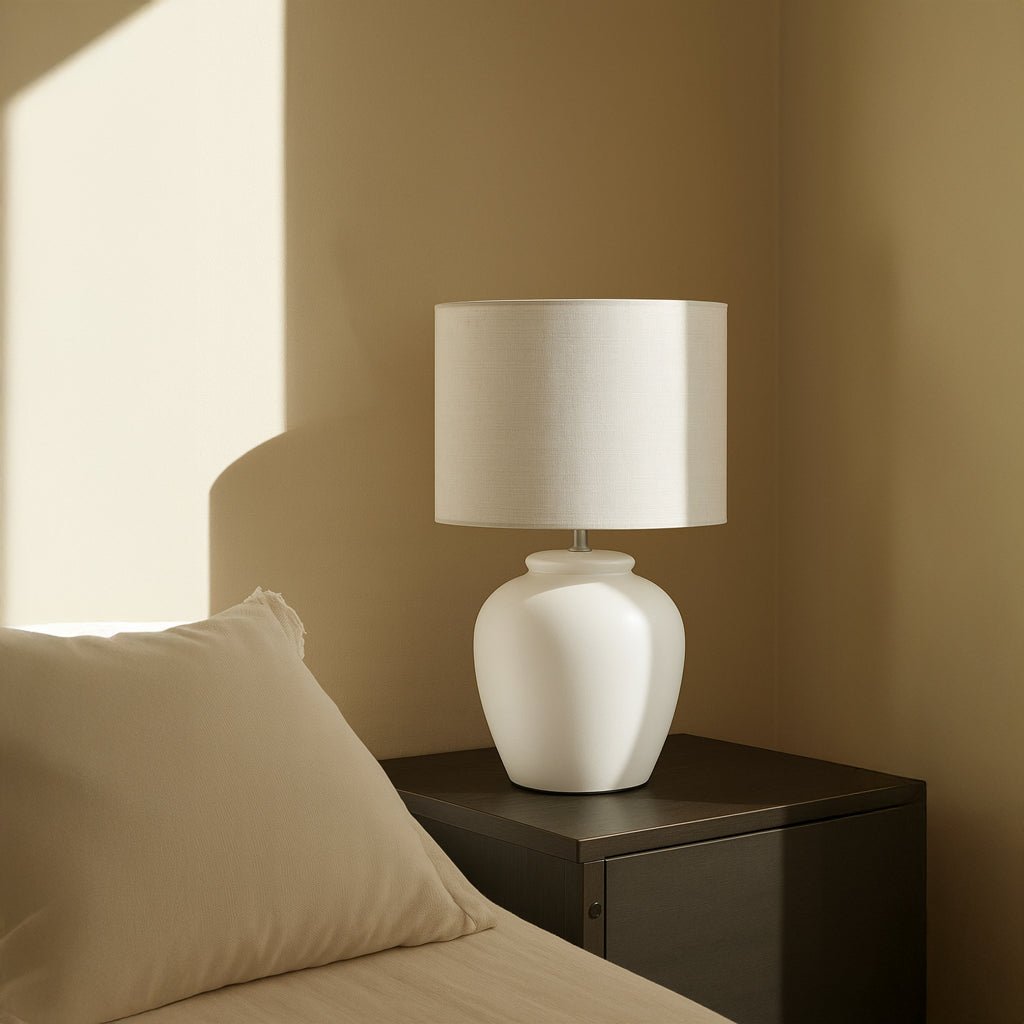 Candeeiro de Mesa Louça Branco 58 cm LUMINA - Gato Preto