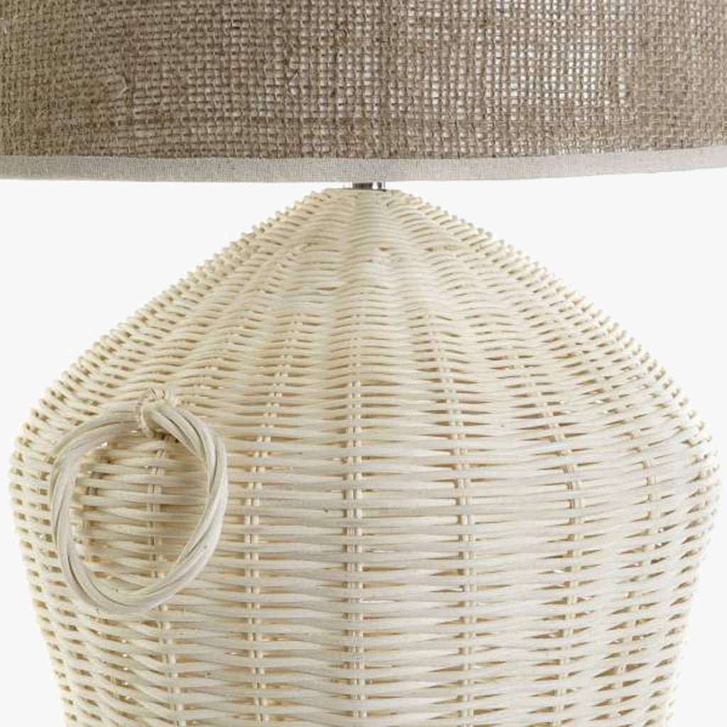 Candeeiro de Mesa Rattan Branco PALHA - Gato Preto