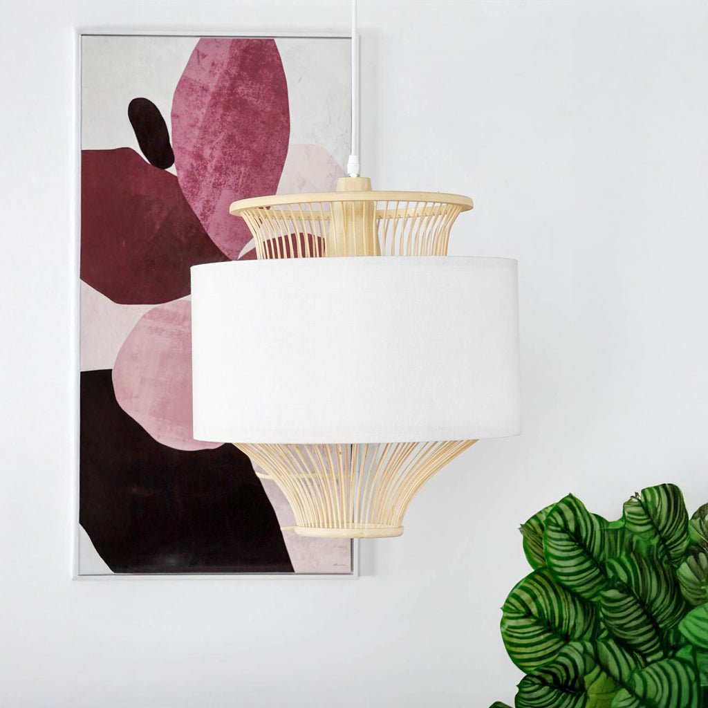 Candeeiro de Teto Bambu e Tecido ICONIC - Gato Preto