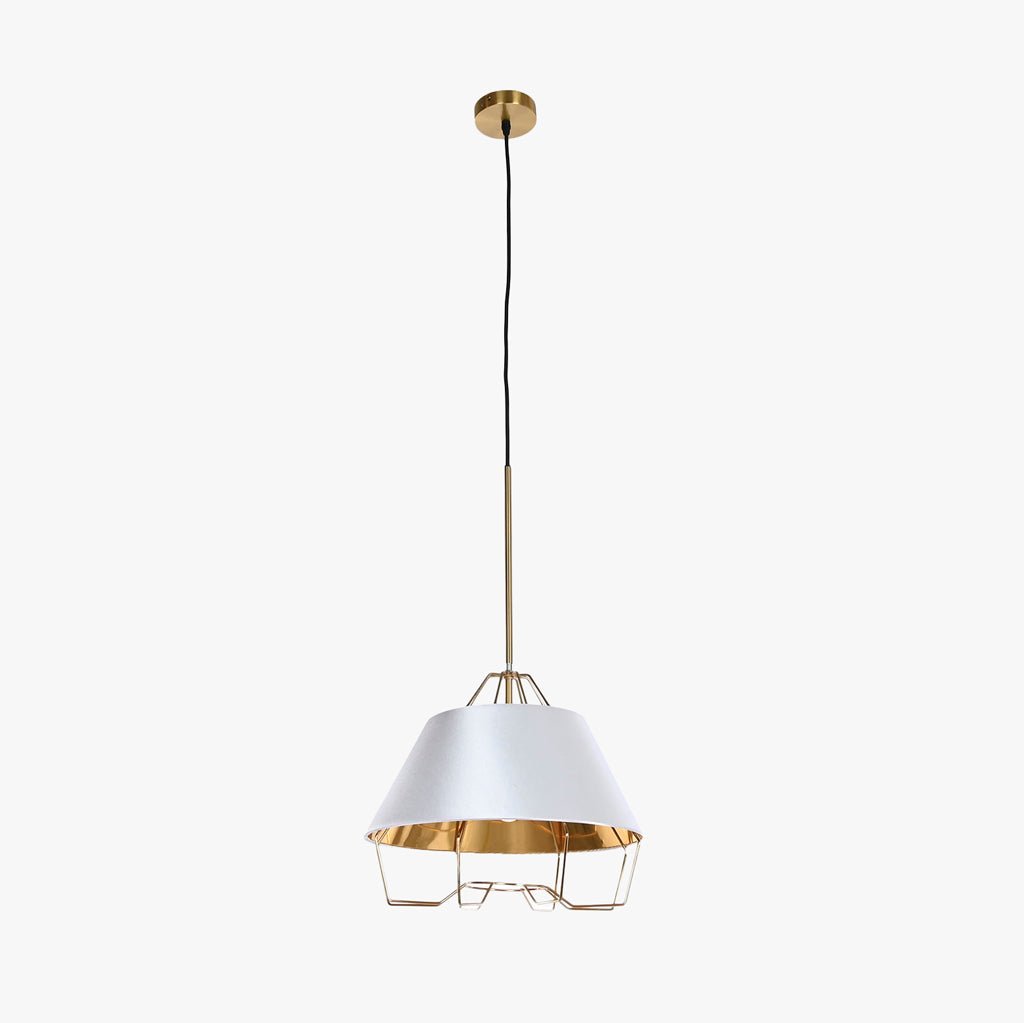 Candeeiro de Teto Metal Branco e Dourado LUXE - Gato Preto