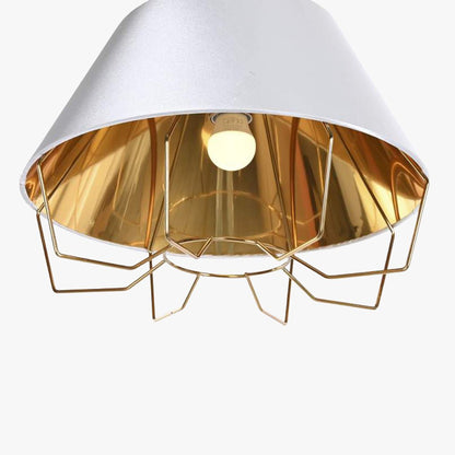 Candeeiro de Teto Metal Branco e Dourado LUXE - Gato Preto