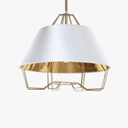 Candeeiro de Teto Metal Branco e Dourado LUXE - Gato Preto